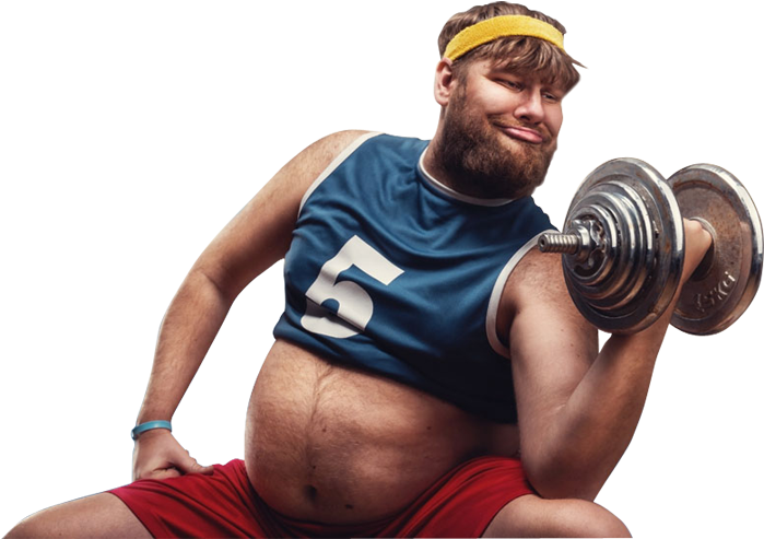 Fat man exercising deals