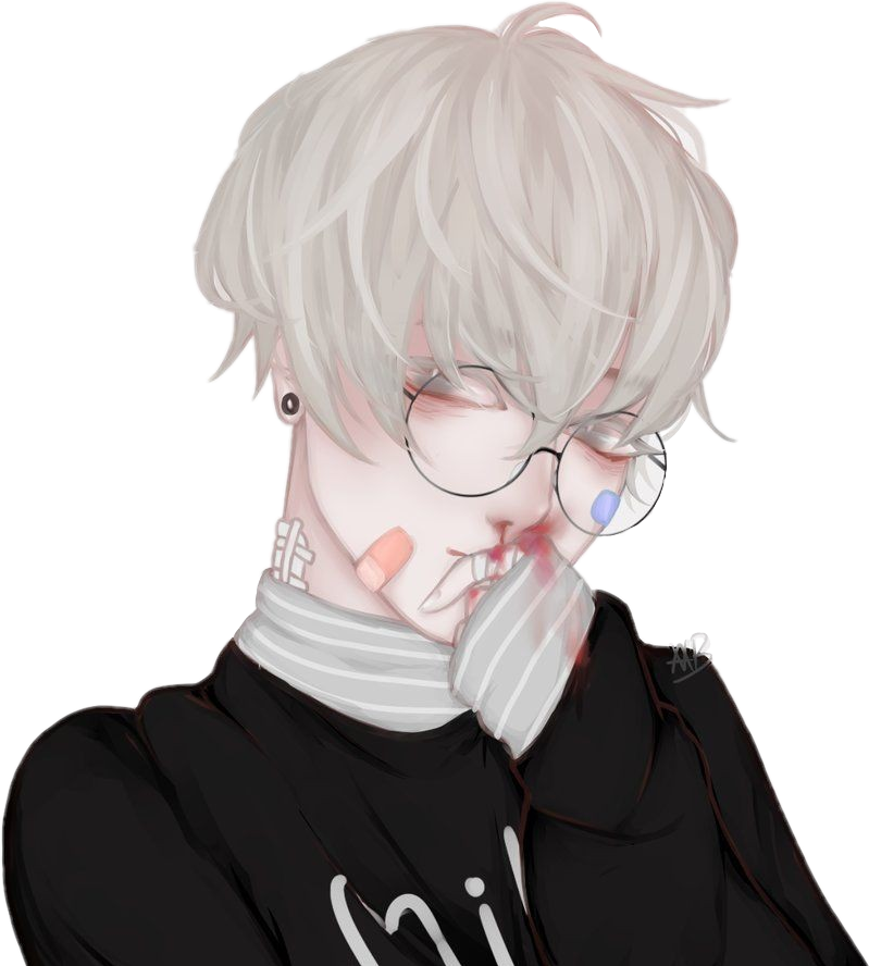 Bleeding Nosebleed Blood Bandaid Cute Anime Boy Drawings Hd Png Download Anime Glasses Png Transparent Png Download Pngfind