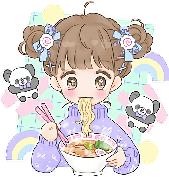 Download Cute Kawaii Anime Girl Eating Wallpaper