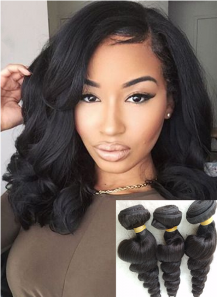 Chinese Virgin 3 Bundles Loose Wave Hair Weaves Sew In Wavy