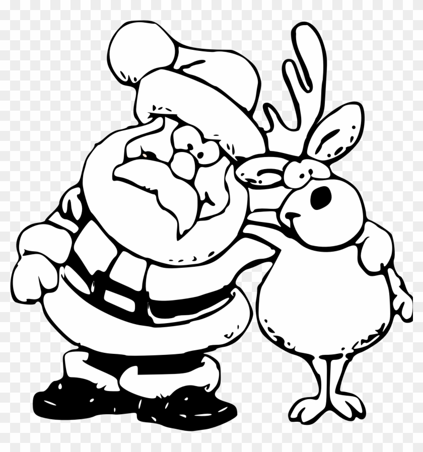 Download Rudolph Santa Claus Reindeer Christmas Clip Art Humping - Santa Clip Art Black And White, HD Png ...