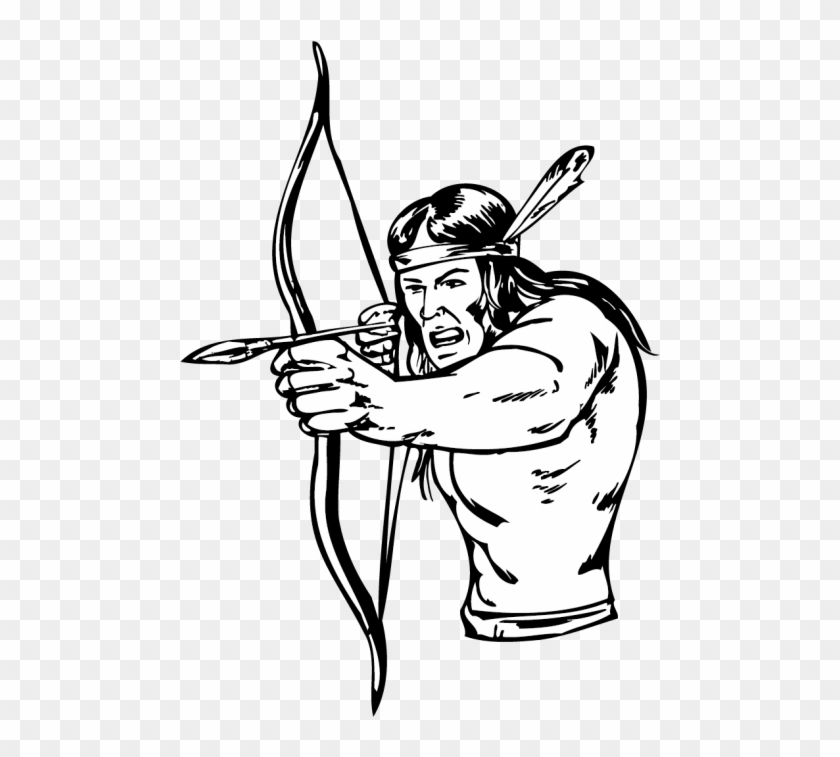 Free Png Download Native American Bow And Arrow Drawing - Native American  Indian Bow Hunter Cartoon, Transparent Png - 480x677(#18381) - PngFind