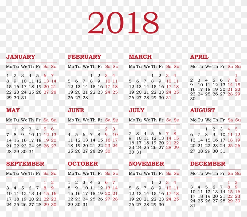 2018 Calendar Png, Transparent Png - 8000x6659(#106988) - PngFind