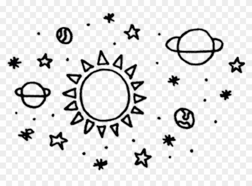 Moon Stars Sun Blackandwhite Space Black And White Planets Tumblr Drawing Hd Png Download 1024x1024 Pngfind