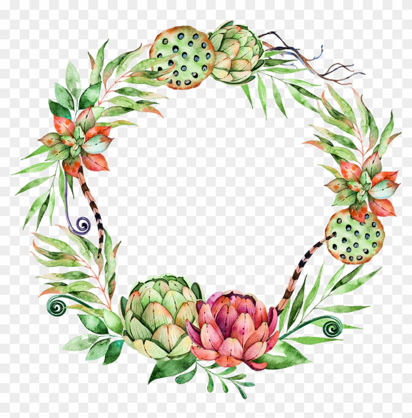 Download Svg Library Stock Flower Plant Wreath Illustration Watercolor Succulents Wreath Png Transparent Png Download 1000x972 1050086 Pngfind