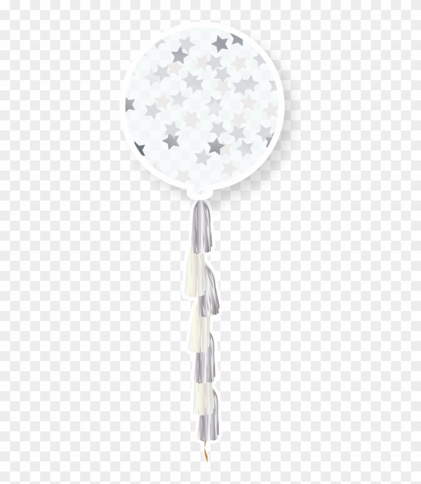 36 Silver Star Confetti And Tassel Tail Balloons - Balloon, HD Png Download  - 400x900(#1050268) - PngFind