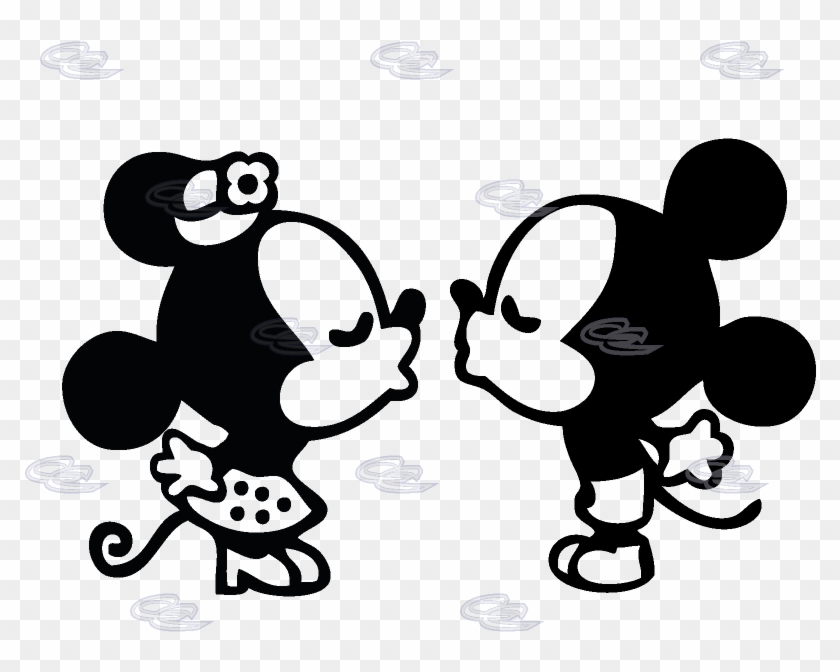 Mickey And Minnie Mouse Kissing Silhouette