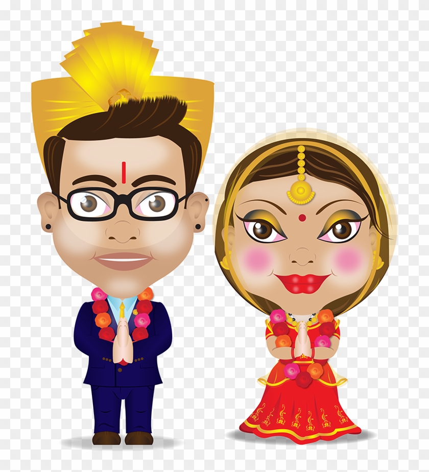 Character Design Modern Hindu Wedding Card On - Cartoon, HD Png Download -  1200x1230(#1079275) - PngFind