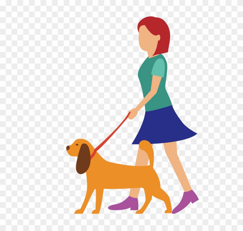 Walk Png Image File - Girl Holding A Dog Cartoon, Transparent Png