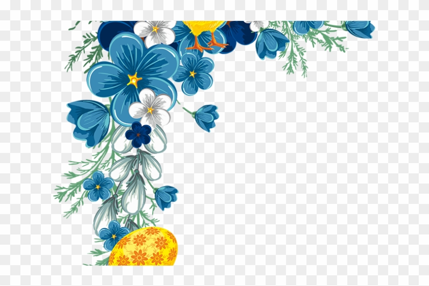 Forget Me Not Clipart Corner Border - Royal Blue Floral Borders, HD Png Dow...