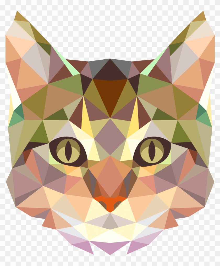  Geometric  Cat  Face Cat  Polygon HD Png Download 