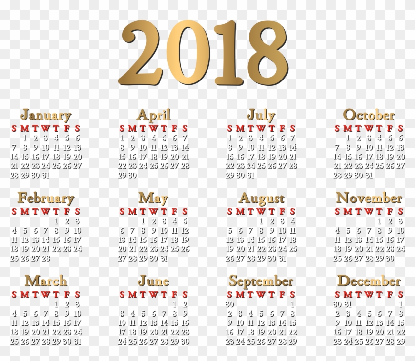 2018 Calendar Transparent Clip Art Image, HD Png Download - 8000x6713 ...
