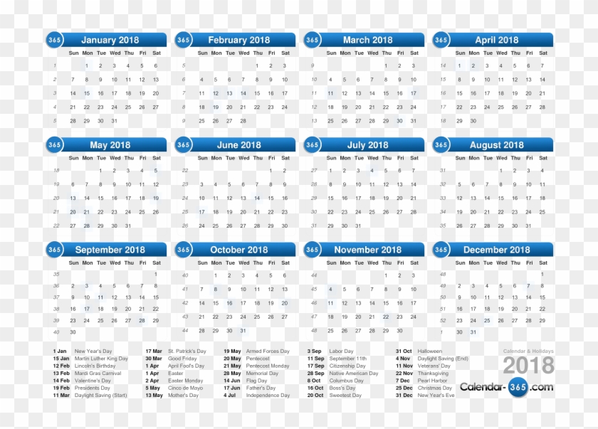 Download 2018 Calendar Png Clipart Background Current Week Number