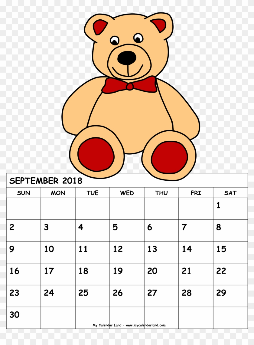 September 2018 Calendar Png - Cartoon Calendar 2017 Printable