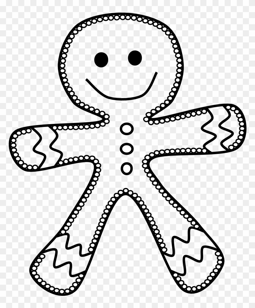 Gingerbread Man, Frosting, Black And White - Line Art, HD Png Download ...