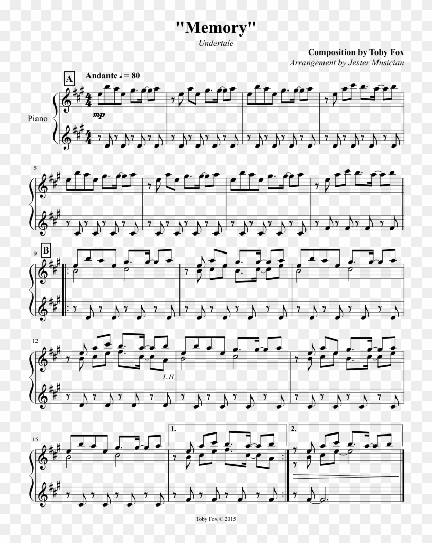 034 Memory - Sheet Music, HD Png Download - 850x1100(#1206065.