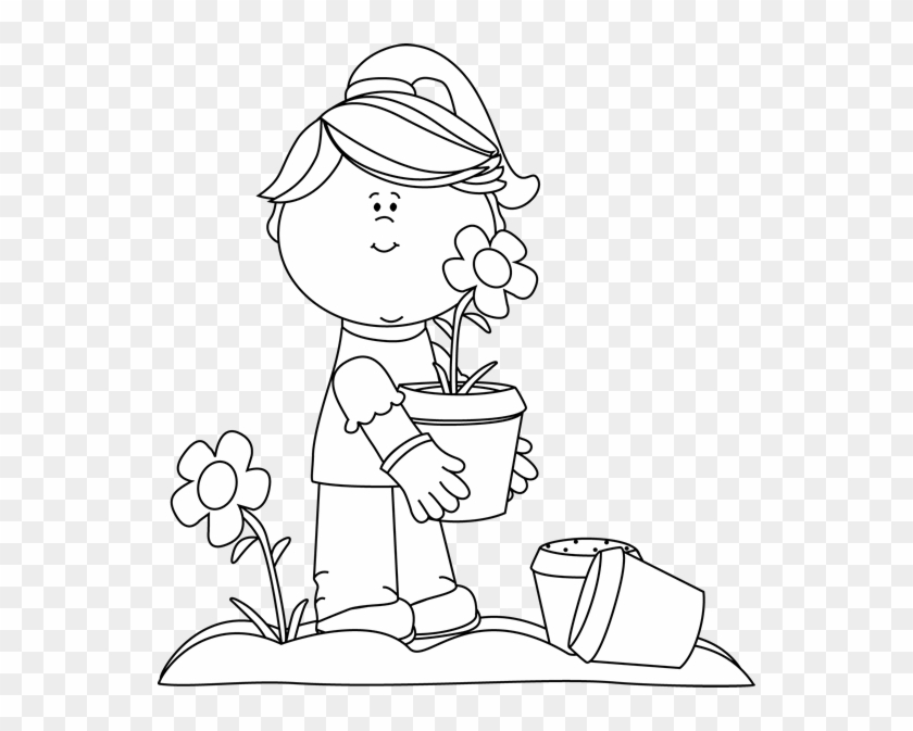 Black And White Library Gardening - Plant Flowers Clipart Black And ...