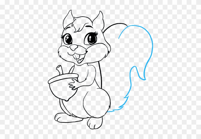 Drawn Squirrel Body - Cartoon Characters Line Drawing, HD Png Download -  678x600(#1212401) - PngFind