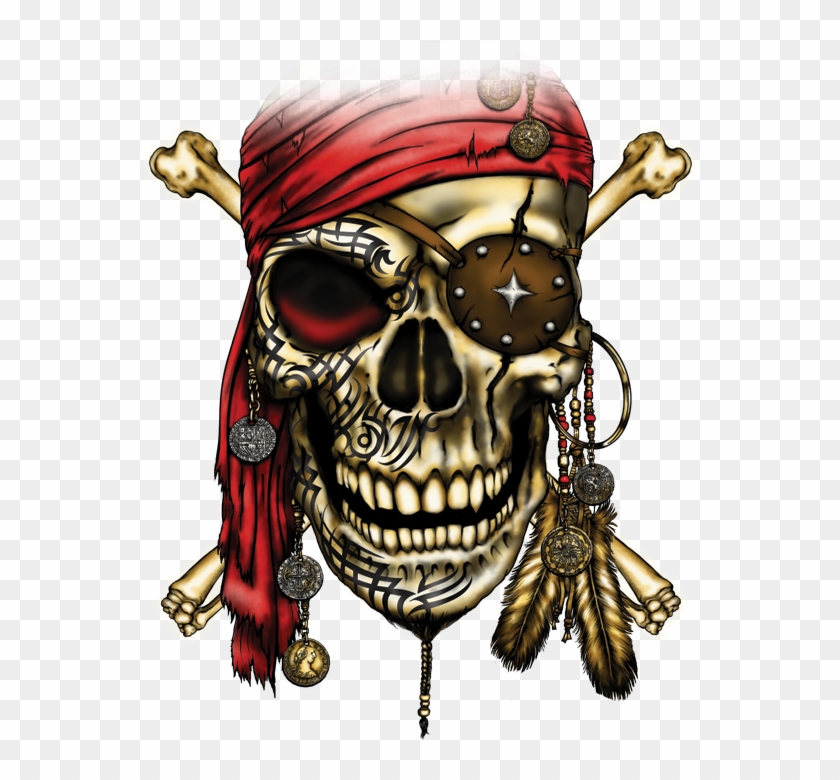 Pirate Skull With Red Bandana - Skull, HD Png Download - 709x709