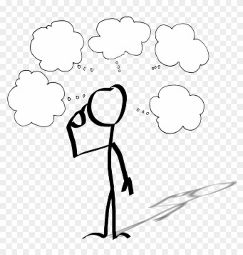 Drawing Person Thought Cartoon Stick Figure - Person With Thinking Bubble  Clipart, HD Png Download - 750x750(#1322349) - PngFind