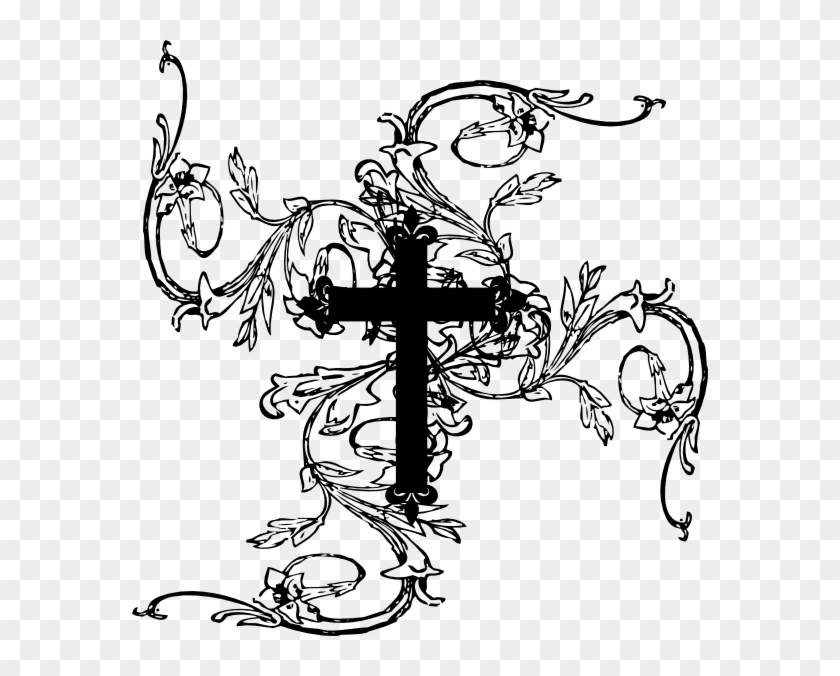 Cross With Vines Clipart - Cross With Vines Tattoo, HD Png Download -  576x596(#1337561) - PngFind