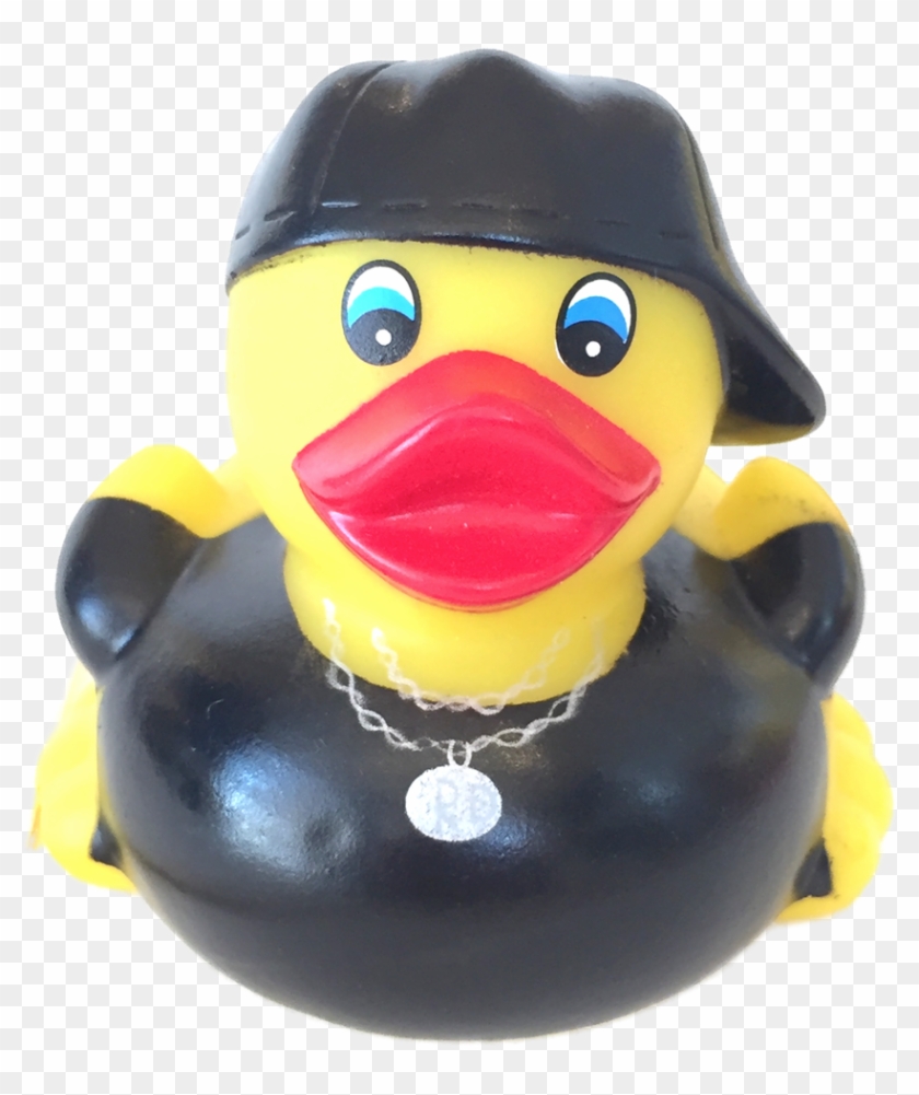 Hip Hop Rapper Rubber Duck With Black Hat And Tshirt Bath Toy, HD