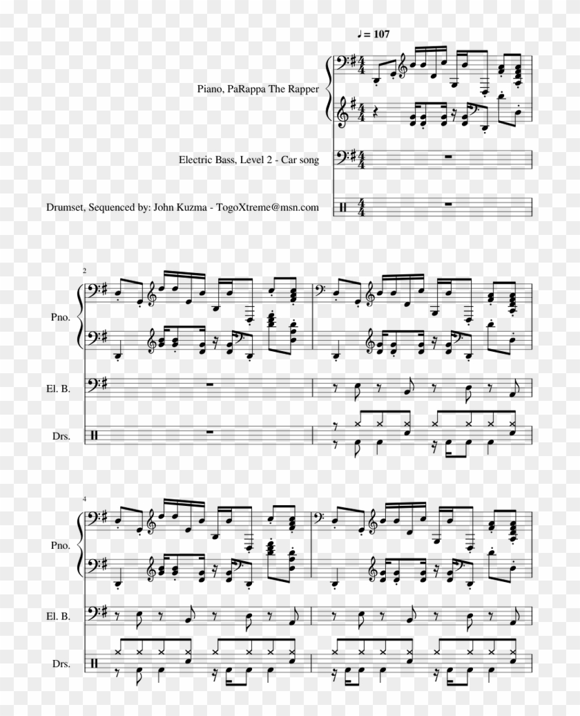 Parappa The Rappa - Parappa The Rapper Car Rap Sheet Music, HD Png ...