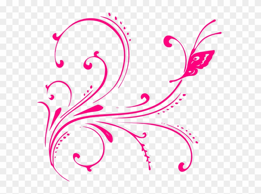 Butterfly Scroll Pink Svg Clip Arts 600 X 543 Px, HD Png
