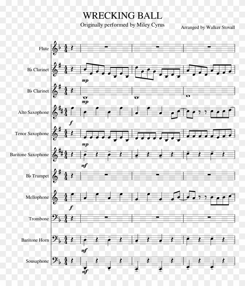 Wrecking Ball Sheet Music Composed By Arranged By Walker - 