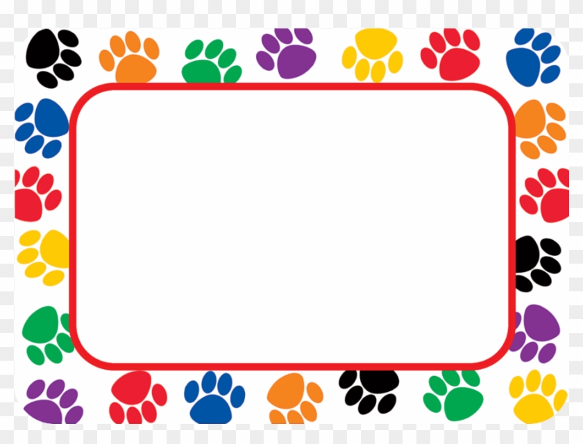 Tcr5168 Colorful Paw Prints Name Tags/labels Image - Paw ...