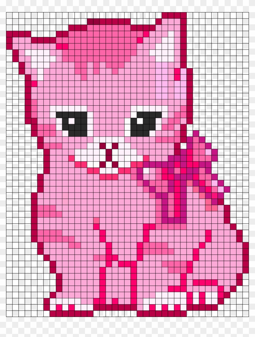 Pink Pixel Kitten Perler Bead Pattern / Bead Sprite - Pixel Art Cute