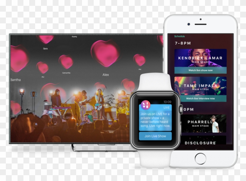 Staged watch. Apple Music Live. Kiwibot.