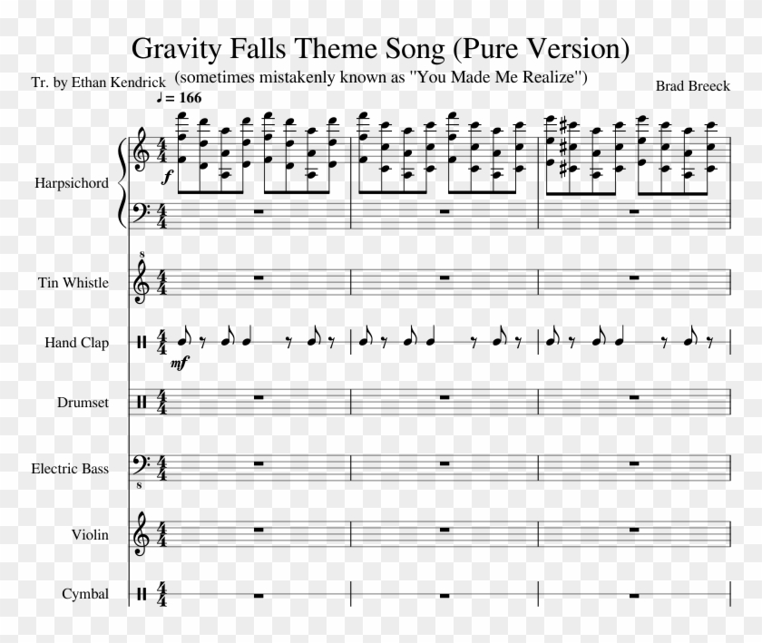Gravity Falls Theme Song Sheet Music Composed By Brad Gravity