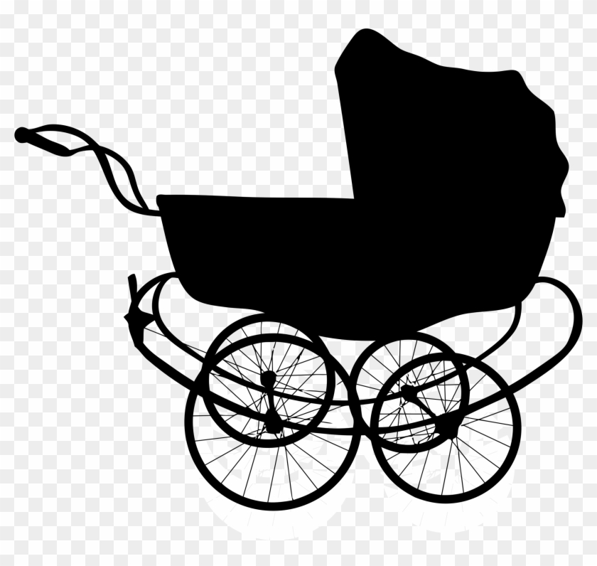 baby carriage clipart black and white