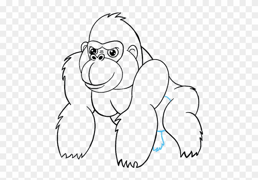 Gorilla Outline How To Draw A Cartoon Gorilla In A - Dibujo Lapiz Gorila De  Montaña, HD Png Download - 678x600(#1490164) - PngFind