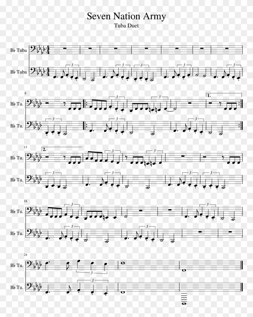 Seven Nation Army Sheet Music 1 Of 1 Pages Seven Nation Army Tuba Duet Hd Png Download 850x1100 1499776 Pngfind