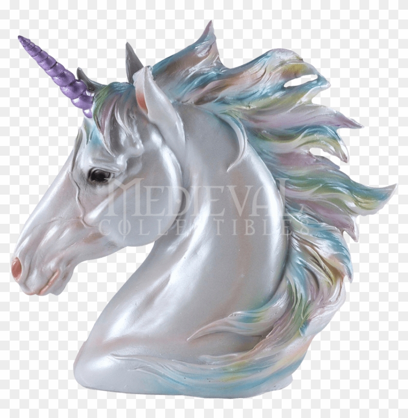 Rainbow Unicorn Head Figurine Unicorn Head Sculpture Rainbow, HD Png