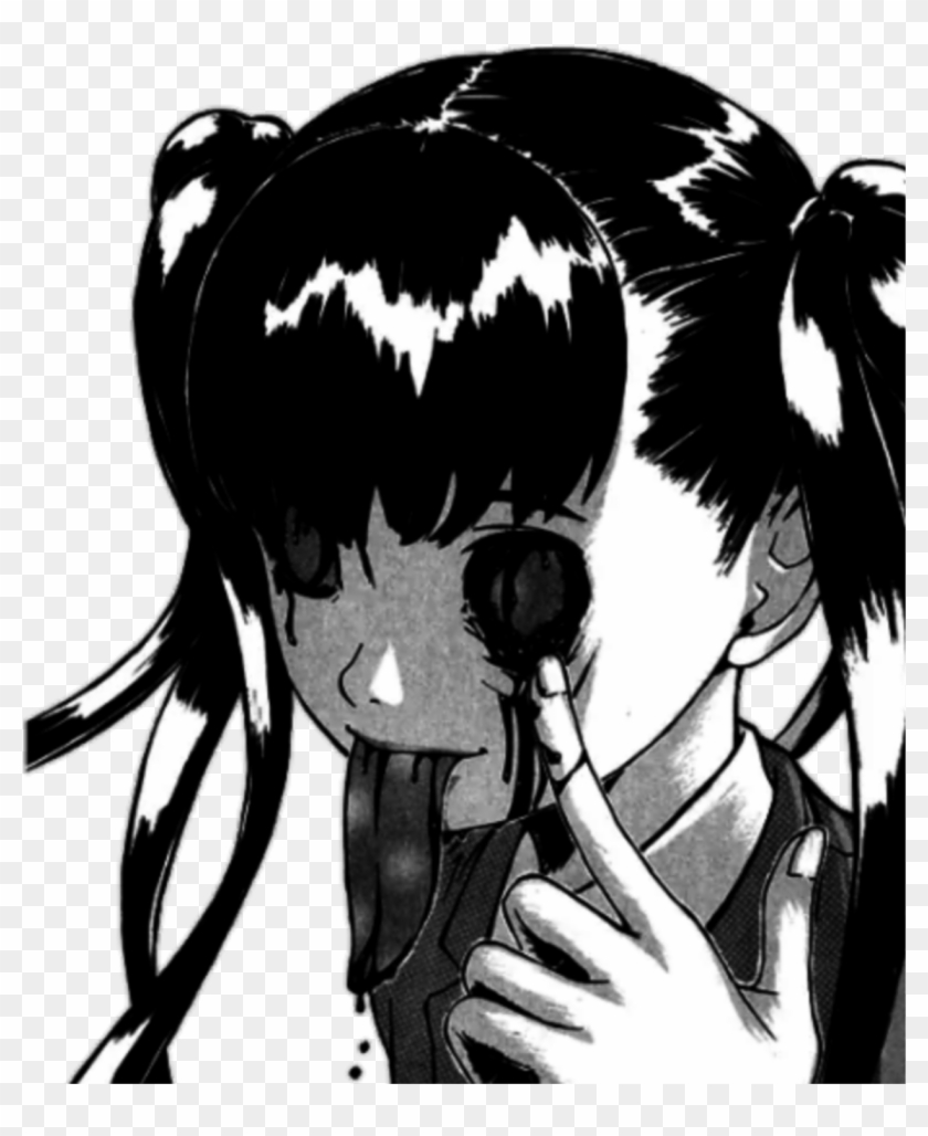 Satan Dark Grunge Demon Devil Manga Anime Creepy Remixo - Anime Girl Black  And White, HD Png Download - 1611x1611(#1546644) - PngFind