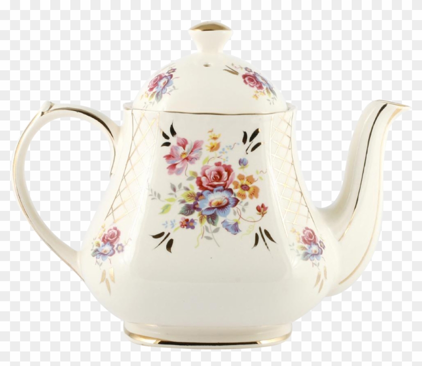 Sandler English Pottery Teapot Vintage Pink Roses Blue Teapot Hd Png Download 984x984 161067 Pngfind