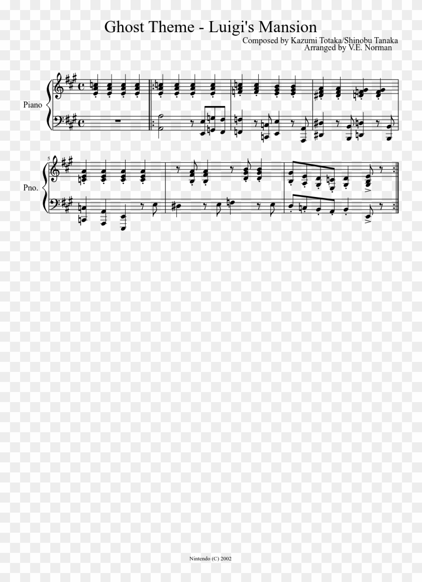 Luigi S Mansion Sheet Music Composed By Composed By Sing Sing Sing Partition Hd Png Download 7x1169 Pngfind