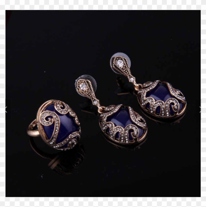 Easter Bridal Accessories Gold Plated Imitation Blue - Earrings, HD Png ...
