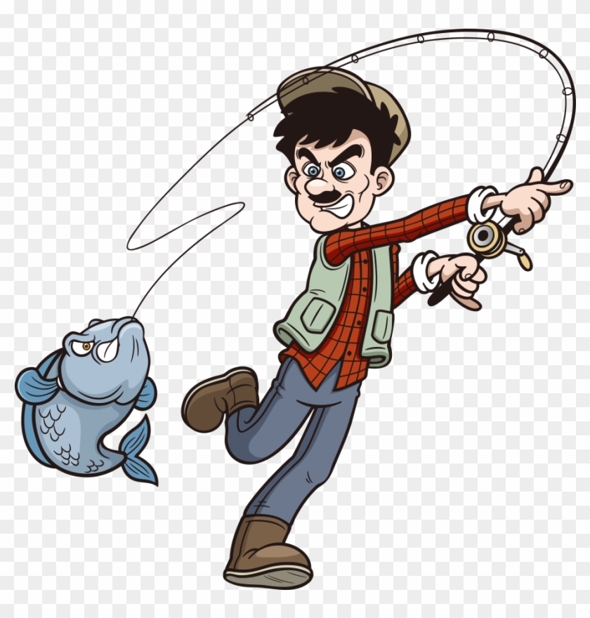 Fishing Rod Cartoon Clip Art - Cartoon Fisherman, HD Png Download