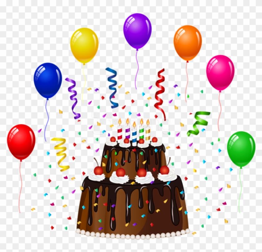 Free Png Download Birthday Cake With Confetti And Balloons - Cake And  Balloons Png, Transparent Png - 850x777(#1663964) - PngFind