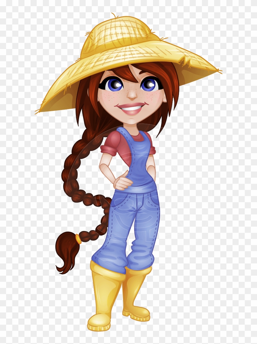 Female Farmer Vector Cartoon Character - Female Cartoon, HD Png ...