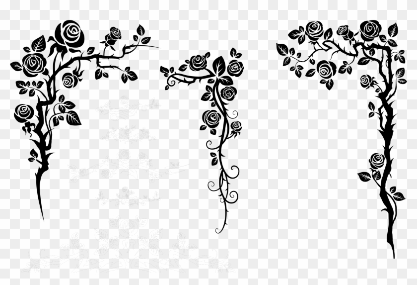 Download Flower Vine Silhouette Nature Border Design Drawing Hd Png Download 6905x3368 1831658 Pngfind