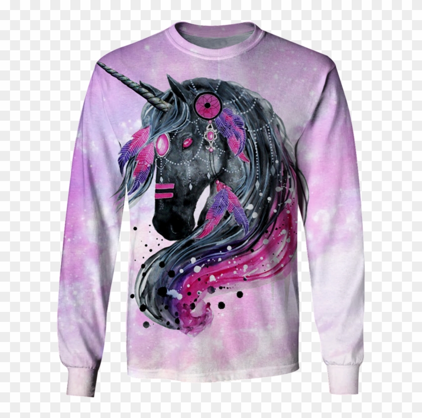3d Unicorn In The Galaxy Background Full Print T Shirt, HD Png Download -  615x751(#1840801) - PngFind