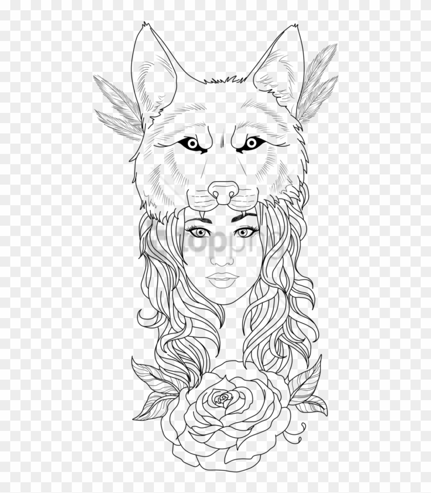 a tattoo design of a beautiful wolf girl in the style  Stable Diffusion   OpenArt