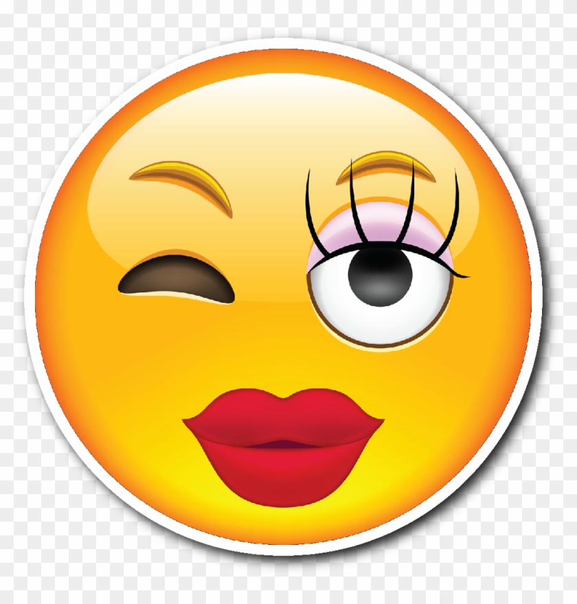 Girly Smiley Face  Emoji  Vinyl Die Cut Sticker Emoji  