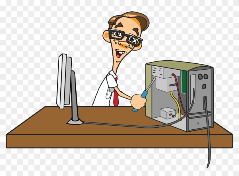 Pc Clipart Computer Nerd - Someone Fixing A Computer, HD Png Download ...