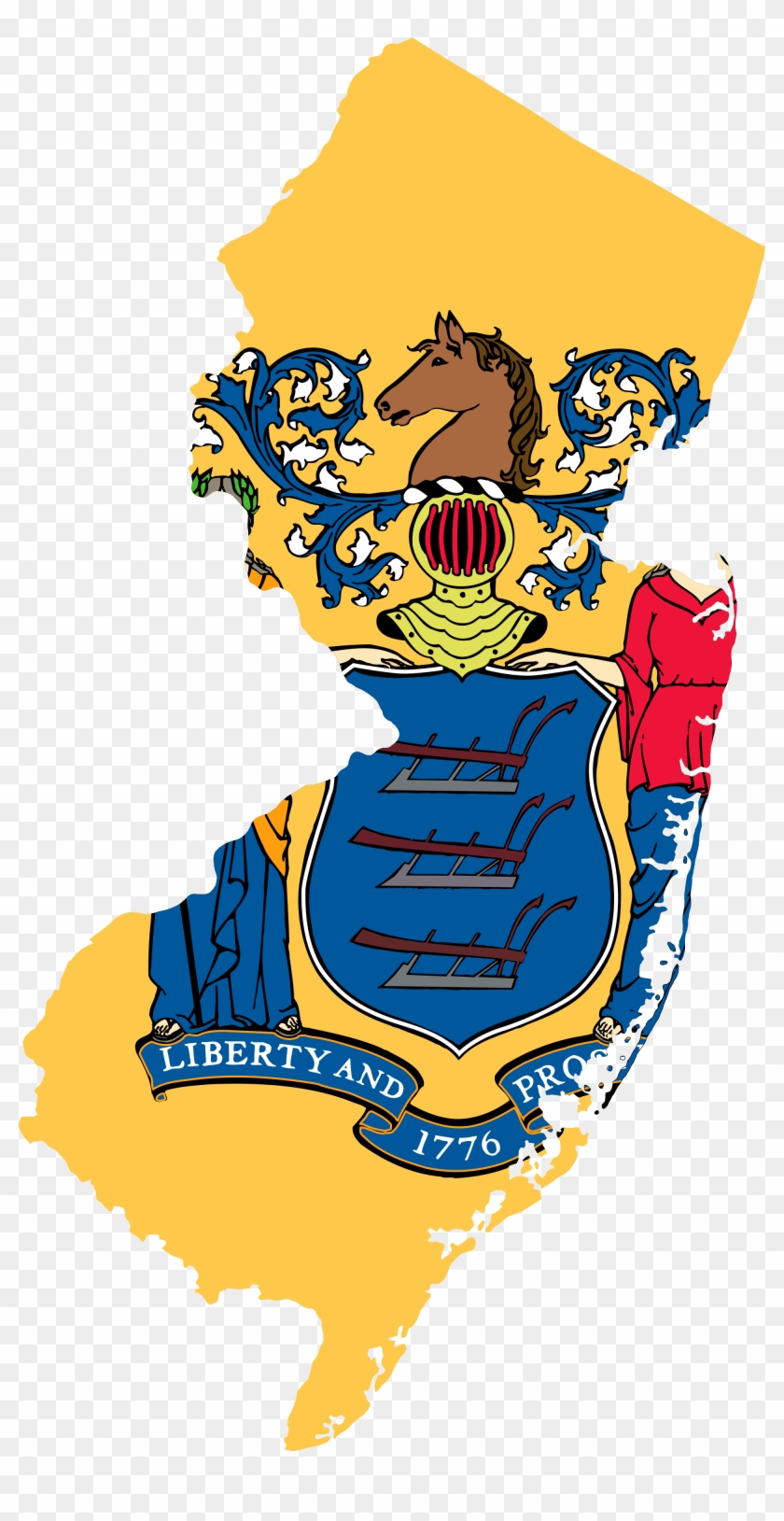 Flag-Map Of New Jersey - New Jersey Flag And Seal, Hd Png Download ...